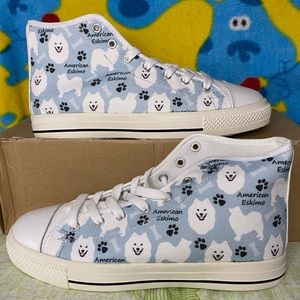BRAND NEW American Eskimo dog high top shoes
